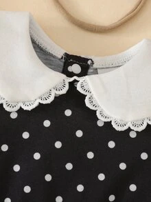 SHEIN Playful Pals 女嬰連身衣新生兒洋裝套裝 印花 米色卡其色連身衣 - 黑色 - 查看 6