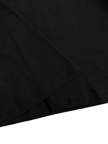 EMERY ROSE CURVE Plus Solid Asymmetrical Shoulder Long Sleeve Tee - Black - View 4