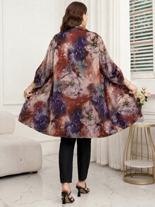SHEIN Clasi 女款大尺碼優雅時尚全印花長版襯衫 - 彩色 - 查看 8
