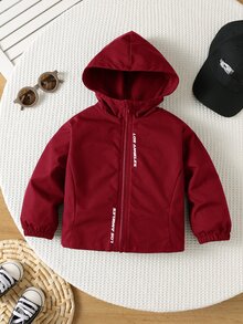 SHEIN 中性嬰兒男/女嬰 春/夏/秋 薄款連帽冬外套、夾克、防曬外套、連帽衛衣、男嬰服飾、柔軟舒適 - 紅色 - 查看 3