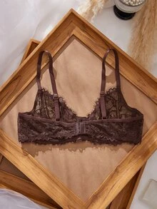 SHEIN 3 Pcs Goth Women's Fashion Floral Lace Underwire Triangle Cup Bra - Multicolor - View 6