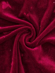 Young Girl Autumn Winter Elegant Burgundy Velvet Butterfly Print Pearl Button Flare Dress,Christmas Party Dress,Robe Automne Hiver - Burgundy - View 6