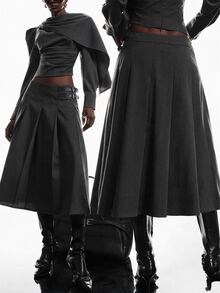 LYSMO Women's Casual Comfortable Black Autumn/Winter Skirt - Black - View 7