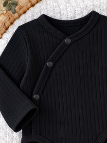 SHEIN 新生兒休閒嬰兒服裝套裝 中性連身衣 長袖輕便褲 米色印花套裝 女嬰新生兒匹配套裝 - 彩色 - 查看 5