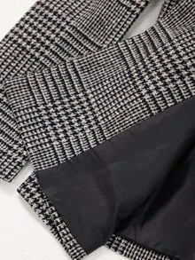 Écloséra Vintage Houndstooth Waist-Cinching Double-Breasted Gold Button Slim Fit Mid-Length Tweed Plaid Blazer Jacket For Women, Autumn/Winter, Elegant Commuter Style - Multicolor - View 7