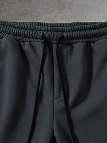 HUEFORM Men's Black Drawstring Elastic Waist Casual Slanted Pocket Sweatpants - Dark Grey - View 4