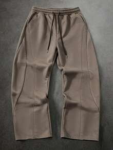 HUEFORM Men's Black Drawstring Elastic Waist Casual Sweatpants With Slanted Pockets - Khaki - View 3