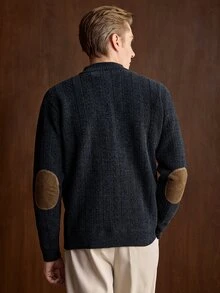 Manfinity CityGents Men's Autumn/Winter Pullover Knit Sweater - Navy Blue - View 2