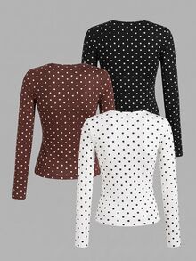 SHEIN EZwear 3件裝大尺碼T恤 - 彩色 - 查看 2