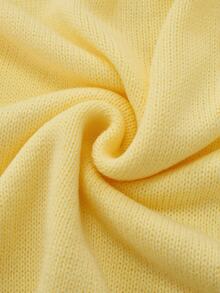 Sunnyshic Cream Yellow Soft V-Neck Loose Knit Sweater 2 Pieces Set - Yellow - View 5