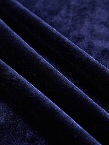 Omancia Women's Solid Color Fur Collar Long Sleeve Double-Breasted Elegant Mid-Length Dress - Blue - View 4
