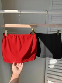 SHEIN EZwear 2件組女款純色休閒百搭裙褲 - 彩色 - 查看 4