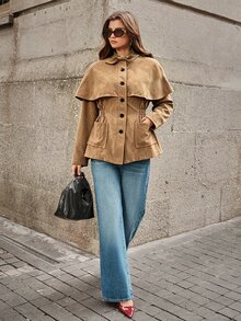 Selenza Women's Solid Color Slim Fit Lightweight Jacket - Khaki - View 4