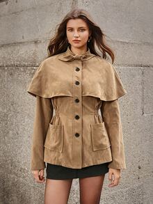 Selenza Women's Solid Color Slim Fit Lightweight Jacket - Khaki - View 5