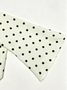 Cévolie Women's Round Neck Flared Sleeve High Waist Polka Dot Dress - Beige - View 5