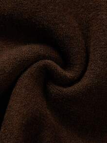 SHEIN Wrap‑Front V‑Neck Lantern Long Sleeve Cropped Knit Sweater, Solid Knit Top For Women - Coffee Brown - View 7