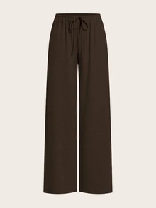 SHEIN EZwear 2色針織女款寬腿褲 - 彩色 - 查看 7
