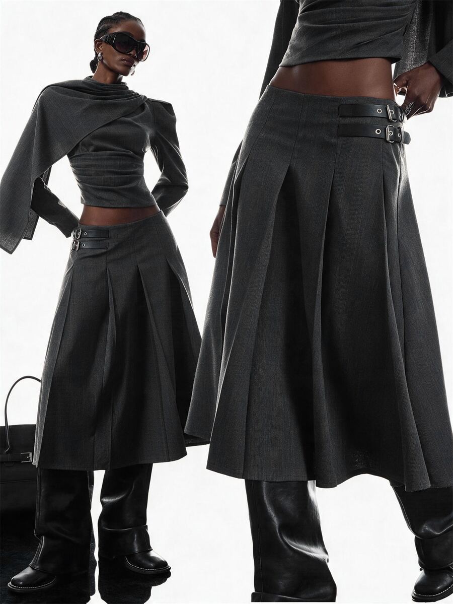 LYSMO Women's Casual Comfortable Black Autumn/Winter Skirt - Black - View 1