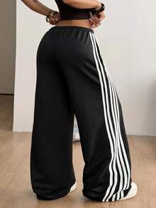 Coolane Summer Sport Casual Logo Pattern Baggy Sweatpants - Black - View 4