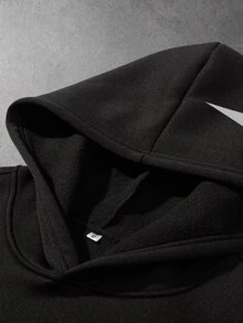 Manfinity EMRG Reflective Graphic Black Polyester Hoodie With Long Sleeves For Fall And Winter Streetwear - Black - View 5