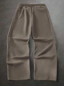 HUEFORM Men's Black Drawstring Elastic Waist Casual Sweatpants With Slanted Pockets - Khaki - View 2