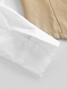 Tween女孩 2件套 柔軟藍色與白色拼接 Polo領套裝，正式休閒日常百搭穿搭，姊妹款、親子款，可愛女孩風，秋季新品，開學季 - 彩色 - 查看 4