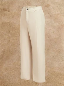 EASEVO Men's Plus Size Loose Woven Long Sleeve Suit Jacket And Pants Set - Apricot - View 5