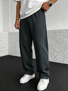HUEFORM Men's Black Drawstring Elastic Waist Casual Slanted Pocket Sweatpants - Dark Grey - View 5