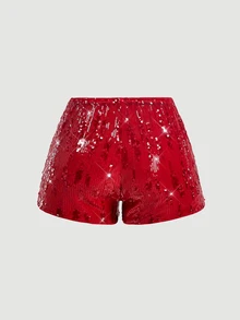 SHEIN MOD 女款黑色亮片短版短褲 - 鏽棕色 - 查看 2
