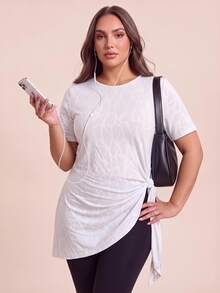 SHEIN Core Rhythm 2026 New Casual Special Fabric Plus Size Women's Sports Tank Top - Beige - View 5