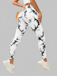 SHEIN 女款高腰運動緊身褲 - 白色 - 查看 2