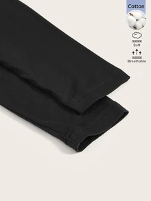 SHEIN BASICS 女款純色高領極簡時尚百搭長袖T恤 - 黑色 - 查看 3