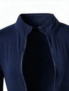 SHEIN 女童海軍藍3件套：立領夾克 + 吊帶背心 + 喇叭褲，完整日常穿搭。修身不緊繃，溫柔優雅。適合學校、運動和與朋友聚會，輕鬆穿出甜辣女孩風 - 藏蓝色 - 查看 4