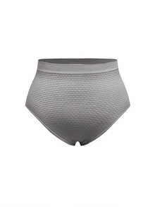 SHEIN 女款大尺碼高彈力無縫塑形褲 - 灰色 - 查看 8