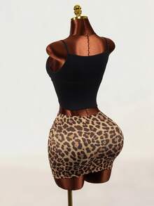 Mistrie Women's Sexy Leopard Print Hollow Out Tie Skirt - Coffee Brown - View 7