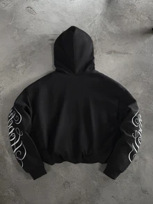 PAVTROS Men's Autumn/Winter Fashion Letter Print Hoodie - Black - View 2