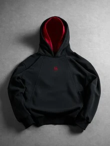 Manfinity EMRG Men's American Style Spider Embroidered Casual Versatile Fashion Double Hooded Sweatshirt - Black - View 1