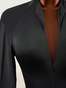 Mistrie Women's Long Sleeve V-Neck Waist-Cinching Top And Knot Bottom Two Pieces Set - Black - View 11