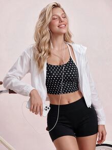 Sovereign Charm Women's Polka Dot Spaghetti Strap Fitted Cropped Tank Top - Multicolor - View 3