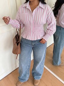 SHEIN EZwear Plus Size Blouses - Pink - View 5