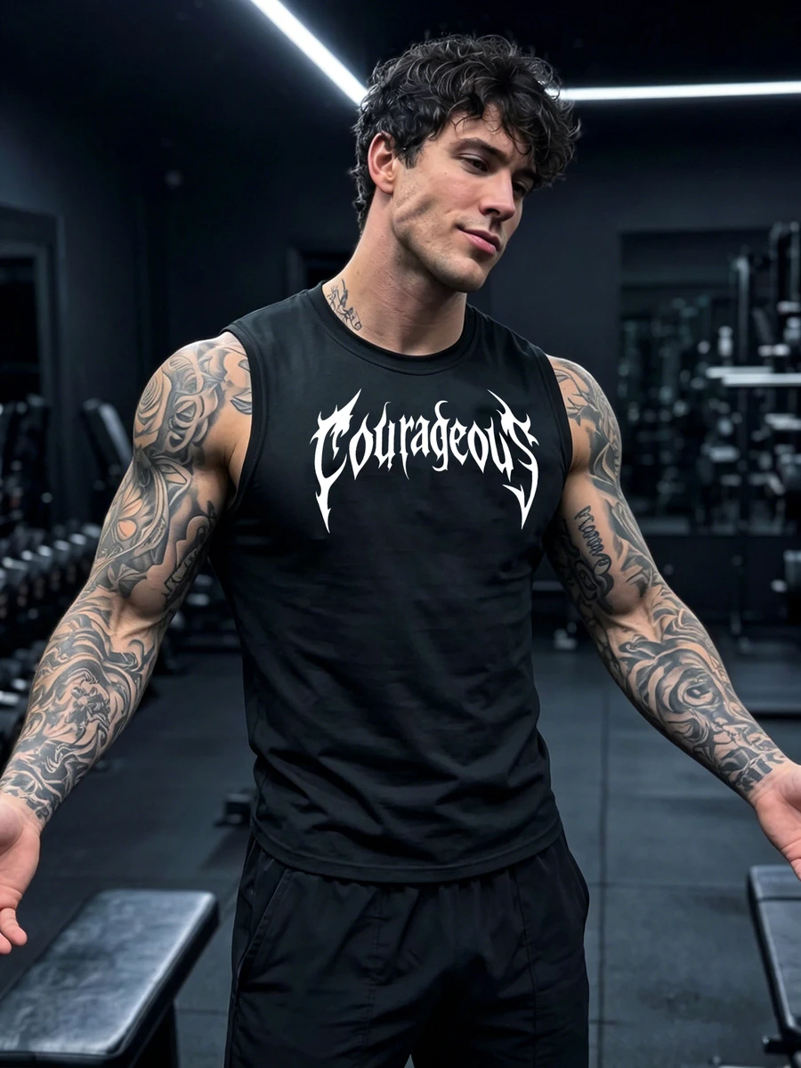 GymBeat Men's Sports Casual Printed Tank Top - Black - View 1