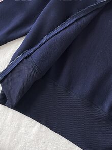 Tween女孩童裝2件式衛衣褲套裝：連帽拉鍊夾克配側邊對比條紋，鬆緊腰寬腿喇叭運動長褲，休閒運動學院風，舒適適合秋季日常穿著 - 寶藍色 - 查看 7