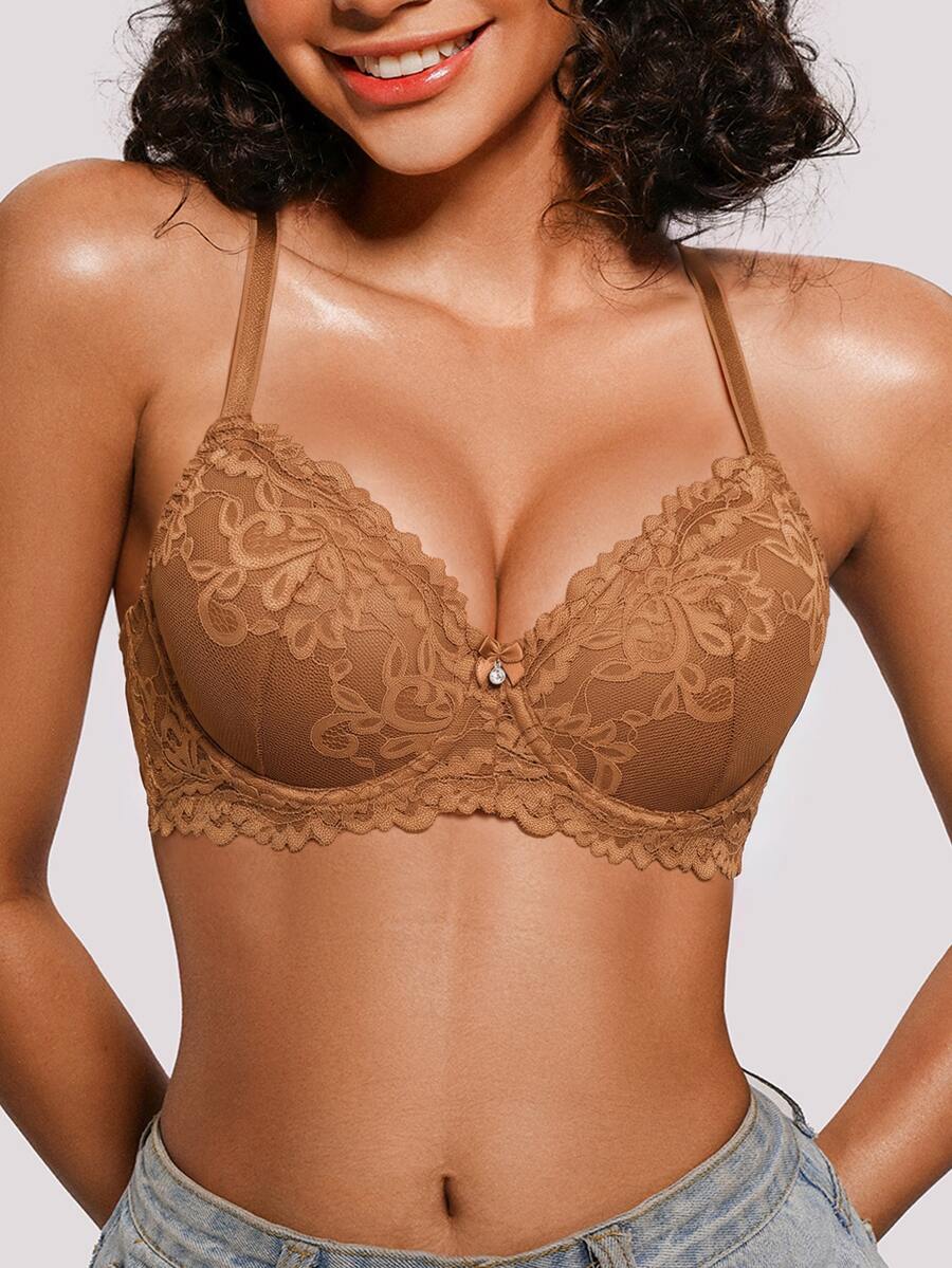 Bareli Dear Women's Lace Underwire Bra - Camel - View 1