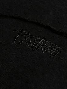 PAVTROS 男士連帽衛衣套裝，結構拼接設計搭配極簡字母刺繡工藝，灰色連帽衛衣套裝，拼接刺繡工藝，寬鬆版型，美式街頭休閒套裝，適合外出、通勤、街拍、派對、旅行、日常穿著等 - 黑色 - 查看 4