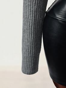 Mistrie Cardigan Wanita Lengan Panjang Kasual Modis dengan Kerah Tegak dan Resleting - Grey - View 9