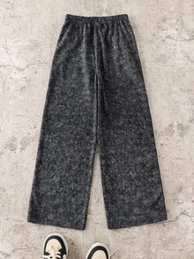 SHEIN KidsTweenBoy休閒嘻哈風運動雪洗布料直筒運動長褲，Y2K下身穿搭，適合秋冬、學校、家庭聚會、度假、派對，秋季穿搭，冬季穿搭，男孩童裝 - 彩色 - 查看 5