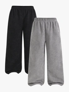 SHEIN 男童（大童）休閒燈芯絨運動長褲：純色舒適彈性腰直筒長褲，秋冬開學季百搭日常下身褲 - 彩色 - 查看 5