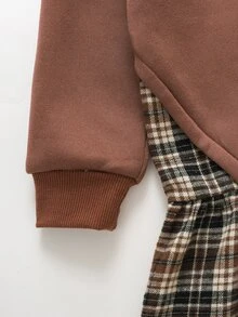 SHEIN 女童對比格紋印花 2 合 1 連身裙 - 彩色 - 查看 5