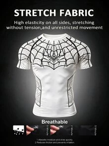Gym Rark Men's Sports T-Shirt High Elastic Spider Web Pattern - Multicolor - View 5