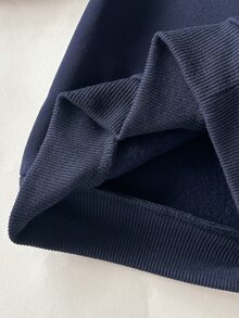 SHEIN 女嬰針織織帶對比色蝴蝶結抓絨衛衣與長褲2件套，適合秋冬，室內/戶外穿著，可愛休閒百搭 - 彩色 - 查看 8